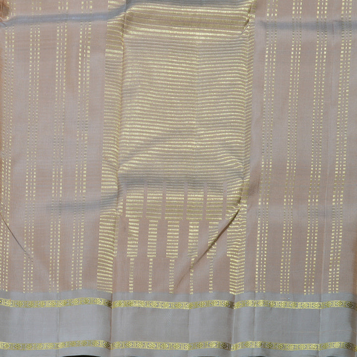 Hayagrivas Sandal Beige Handloom Kanjivaram Silk Saree with Ash Grey Border BBD1490L2-1