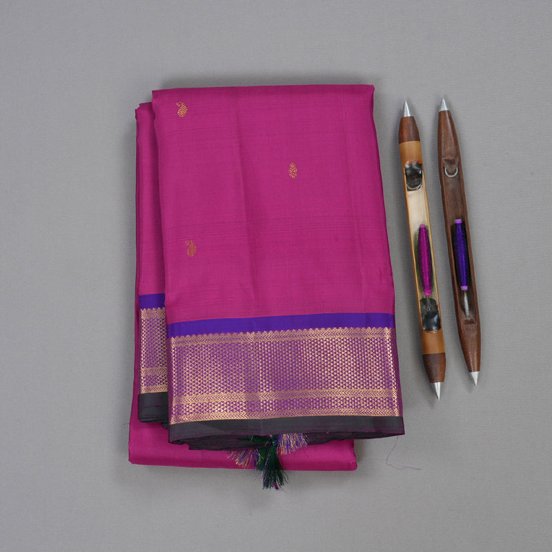 Hayagrivas Purplish Pink Handloom Kanjivaram Silk Saree with Purple Border BBD1490L4-1