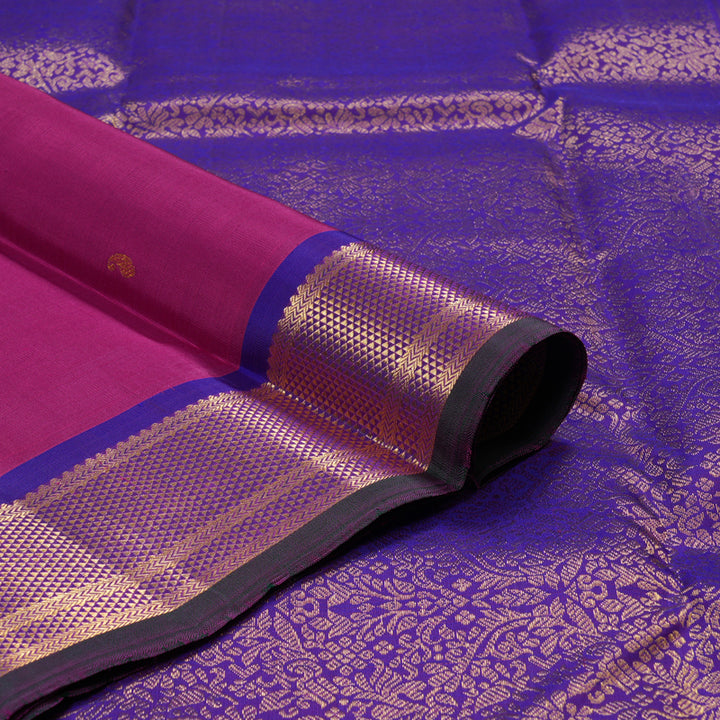 Hayagrivas Purplish Pink Handloom Kanjivaram Silk Saree with Purple Border BBD1490L4-1