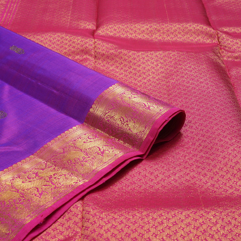 Hayagrivas Purple Handloom Kanjivaram Silk Saree with Pink Border BBD1490L4-2
