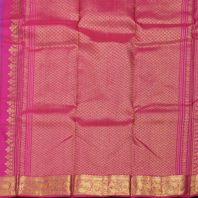 Hayagrivas Purple Handloom Kanjivaram Silk Saree with Pink Border BBD1490L4-2