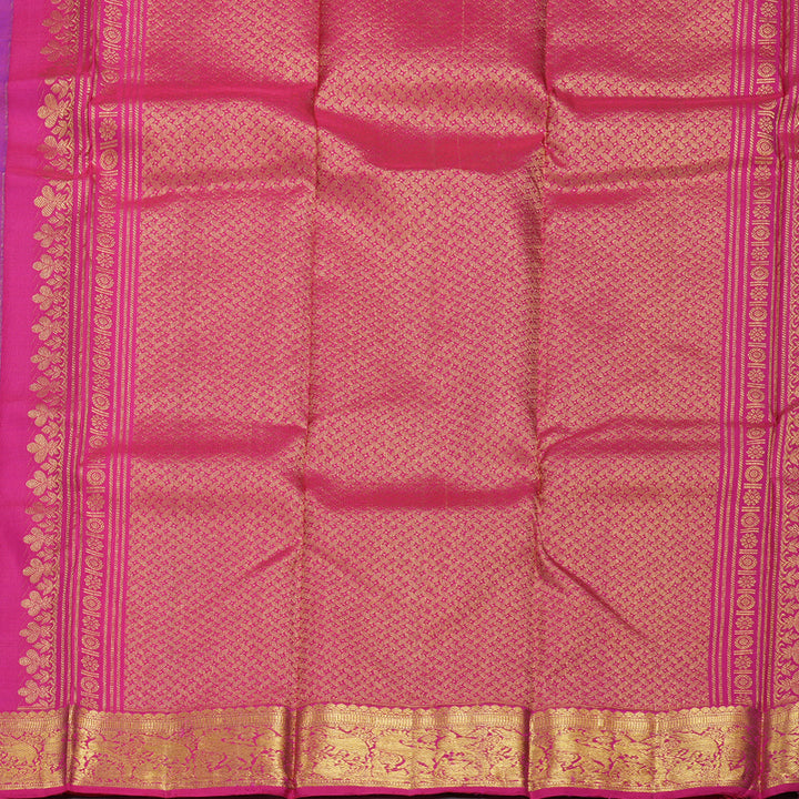 Hayagrivas Purple Handloom Kanjivaram Silk Saree with Pink Border BBD1490L4-2
