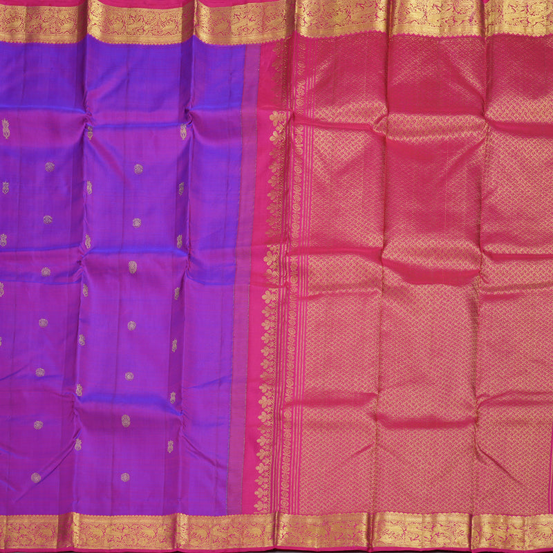 Hayagrivas Purple Handloom Kanjivaram Silk Saree with Pink Border BBD1490L4-2