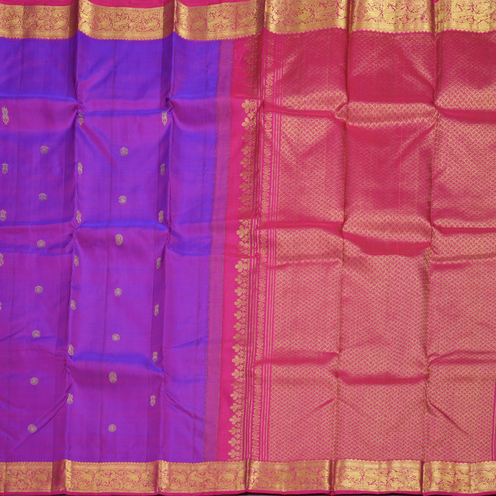 Hayagrivas Purple Handloom Kanjivaram Silk Saree with Pink Border BBD1490L4-2