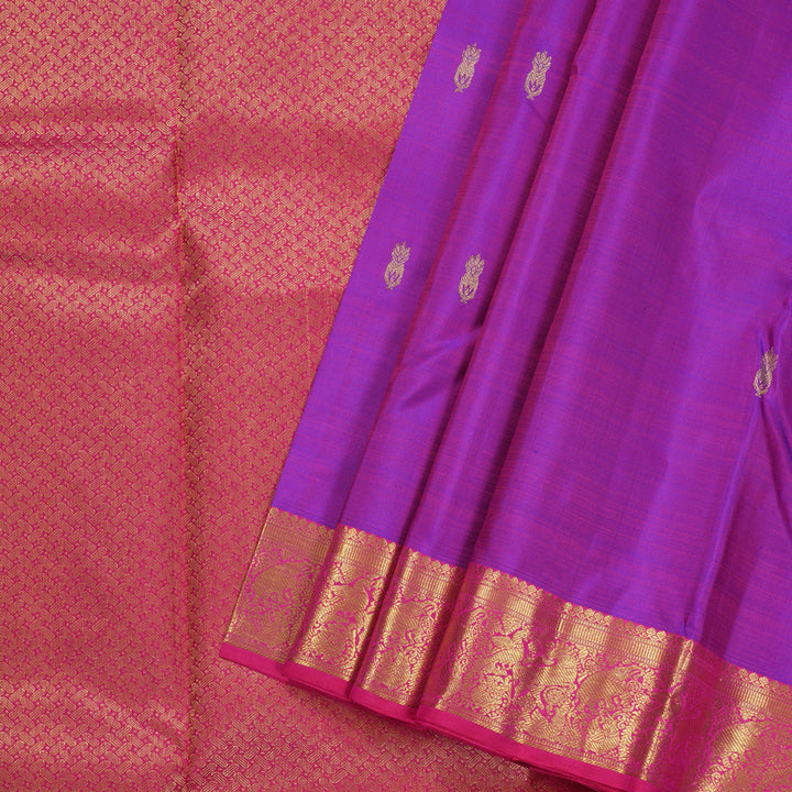 Hayagrivas Purple Handloom Kanjivaram Silk Saree with Pink Border BBD1490L4-2