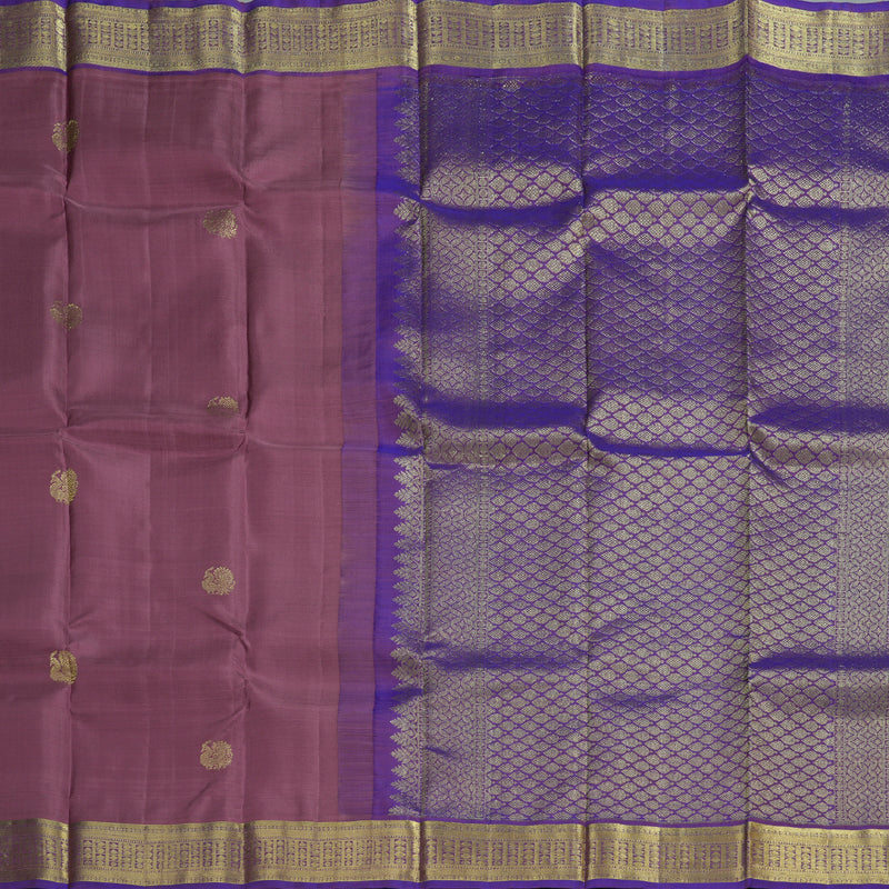 Hayagrivas Rosewood Pink Handloom Kanjivaram Silk Saree with Purple Border BBD1490L5-2