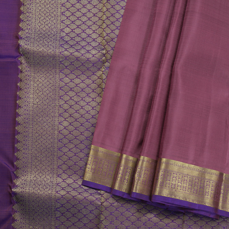 Hayagrivas Rosewood Pink Handloom Kanjivaram Silk Saree with Purple Border BBD1490L5-2