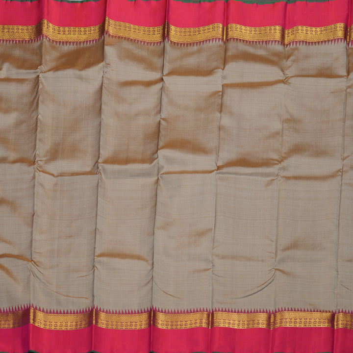Hayagrivas Sandal Beige Handloom Kanjivaram Silk Saree with Orangish Pink Border BBD1491L1-1