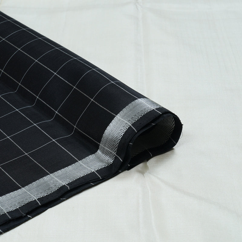 Hayagrivas Black And White Handloom Kanjivaram Silk Saree BBD1491L4-1