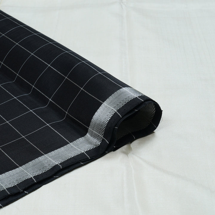 Hayagrivas Black And White Handloom Kanjivaram Silk Saree BBD1491L4-1