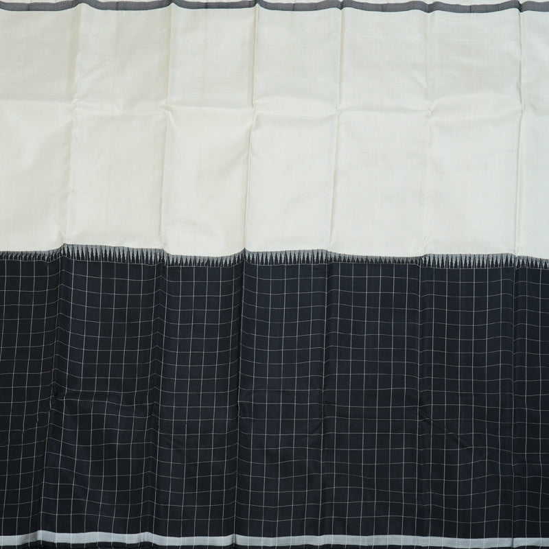 Hayagrivas Black And White Handloom Kanjivaram Silk Saree BBD1491L4-1