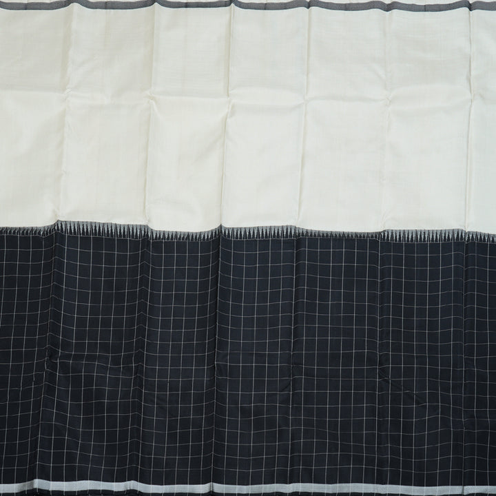 Hayagrivas Black And White Handloom Kanjivaram Silk Saree BBD1491L4-1