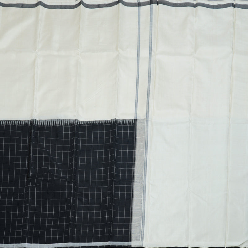 Hayagrivas Black And White Handloom Kanjivaram Silk Saree BBD1491L4-1