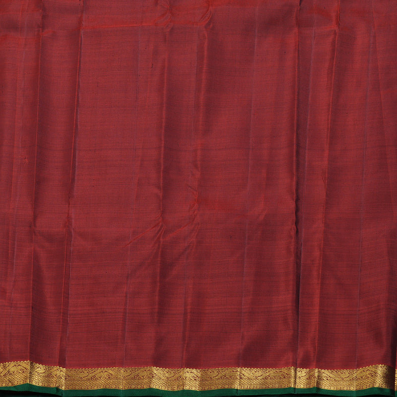 Hayagrivas Mehndi Handloom Kanjivaram Silk Saree with Wine Maroon Border BBD1491L9-1