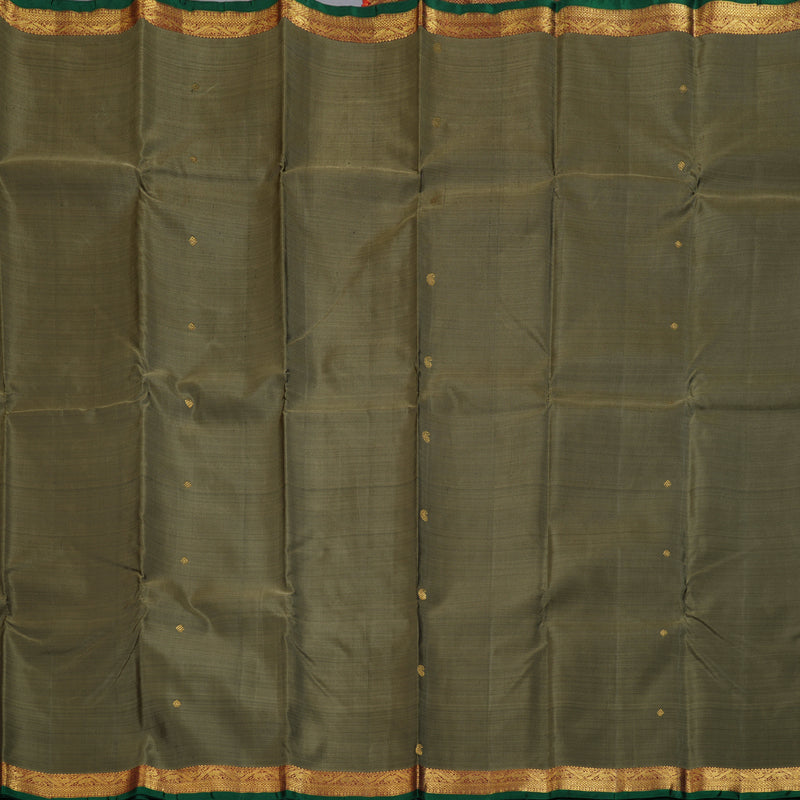 Hayagrivas Mehndi Handloom Kanjivaram Silk Saree with Wine Maroon Border BBD1491L9-1