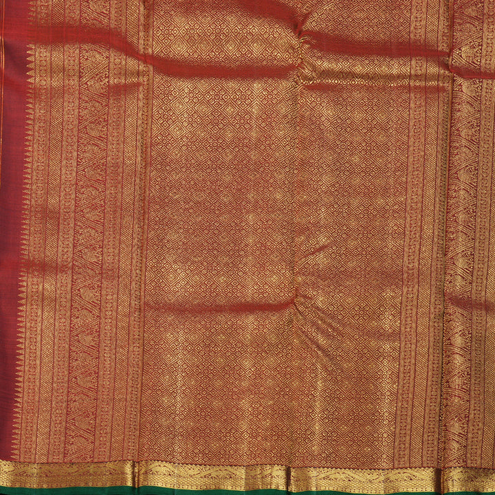Hayagrivas Mehndi Handloom Kanjivaram Silk Saree with Wine Maroon Border BBD1491L9-1