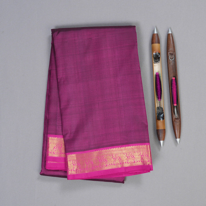 Hayagrivas Magenta Handloom Kanjivaram Silk Saree with Pink Border BBD1492L1-1