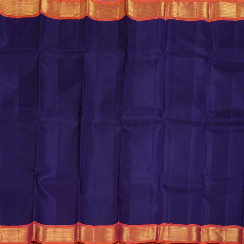 Hayagrivas Dark Blue Handloom Kanjivaram Silk Saree with Orangish Pink Border BBD1492L10-1