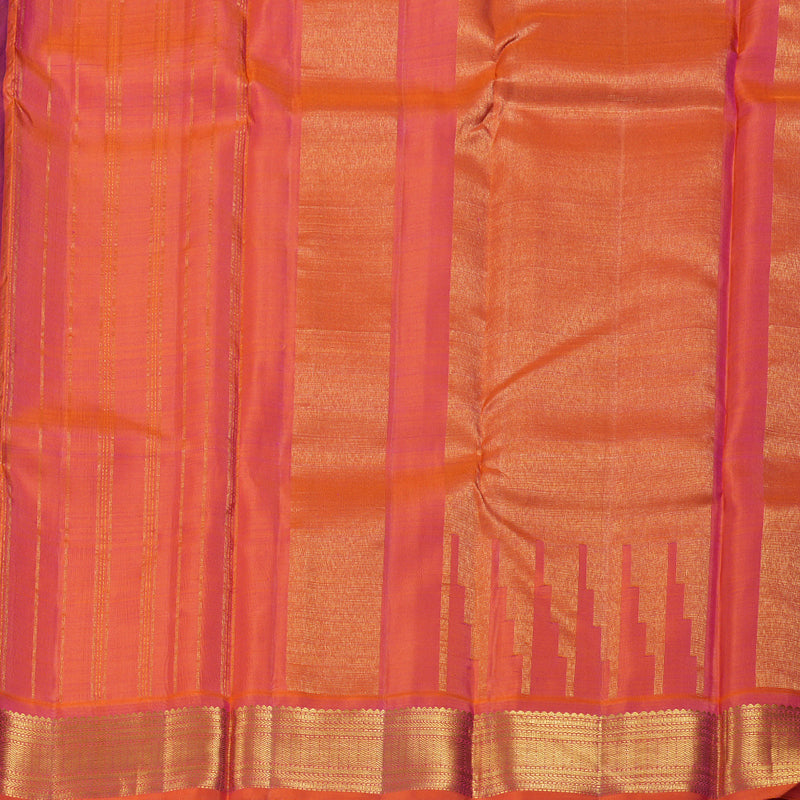 Hayagrivas Dark Blue Handloom Kanjivaram Silk Saree with Orangish Pink Border BBD1492L10-1