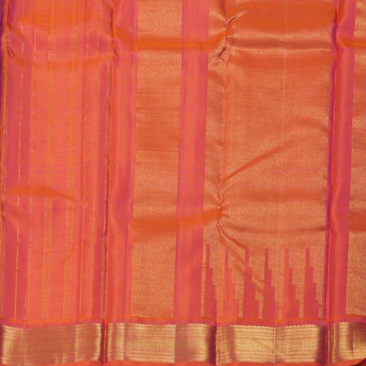 Hayagrivas Dark Blue Handloom Kanjivaram Silk Saree with Orangish Pink Border BBD1492L10-1