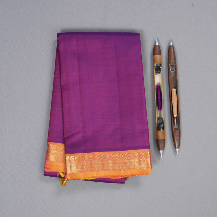 Hayagrivas Purple Handloom Kanjivaram Silk Saree with Dual Tone (Yellow With Pink) Border-BBD1492L2-1