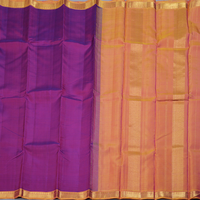 Hayagrivas Purple Handloom Kanjivaram Silk Saree with Dual Tone (Yellow With Pink) Border-BBD1492L2-1