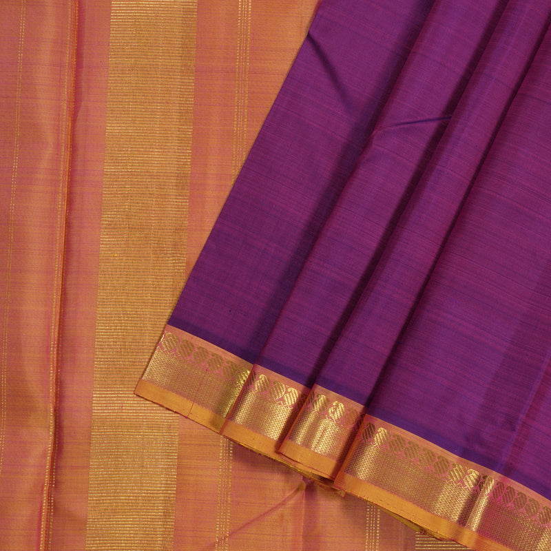 Hayagrivas Purple Handloom Kanjivaram Silk Saree with Dual Tone (Yellow With Pink) Border-BBD1492L2-1