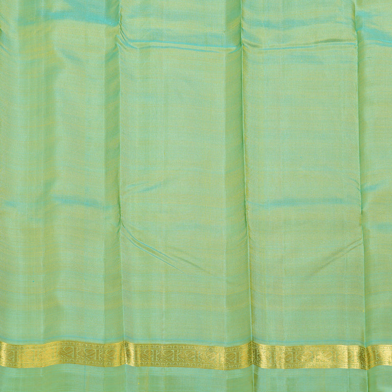 Hayagrivas Mustard Handloom Kanjivaram Silk Saree with Sea Blue Border BBD1492L3-1