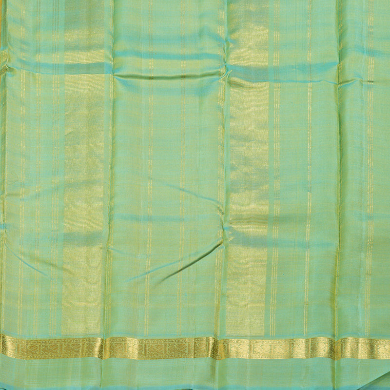 Hayagrivas Mustard Handloom Kanjivaram Silk Saree with Sea Blue Border BBD1492L3-1