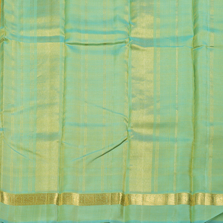 Hayagrivas Mustard Handloom Kanjivaram Silk Saree with Sea Blue Border BBD1492L3-1