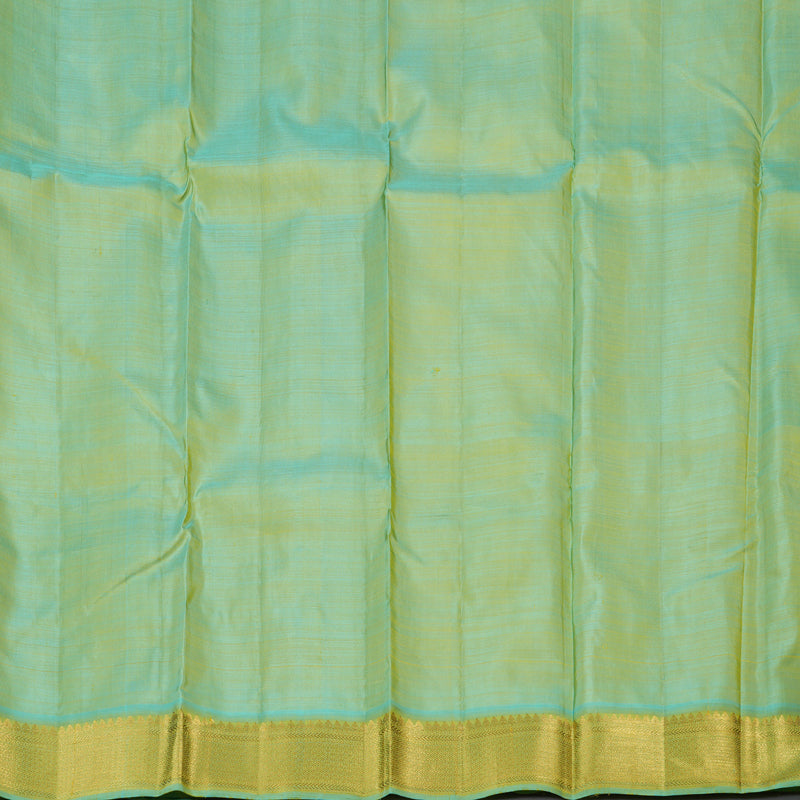 Hayagrivas Mustard Handloom Kanjivaram Silk Saree with Sea Blue Border BBD1492L5-1