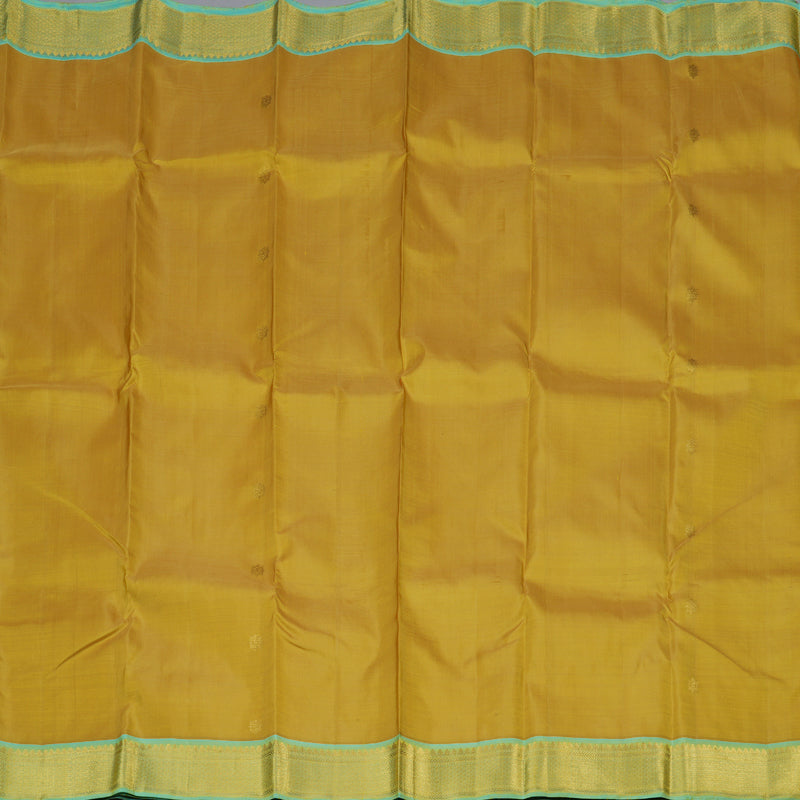 Hayagrivas Mustard Handloom Kanjivaram Silk Saree with Sea Blue Border BBD1492L5-1