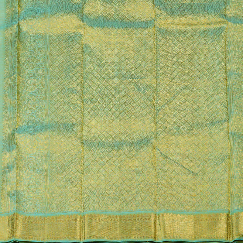 Hayagrivas Mustard Handloom Kanjivaram Silk Saree with Sea Blue Border BBD1492L5-1