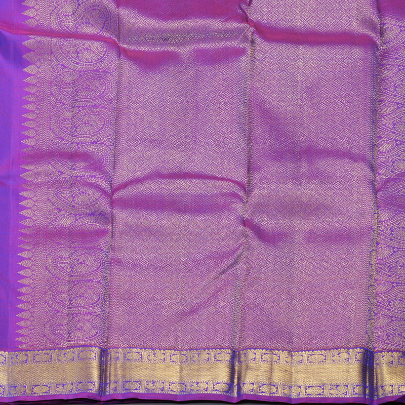 Hayagrivas Peacock Blue Handloom Kanjivaram Silk Saree with Purple Border BBD1492L8-1