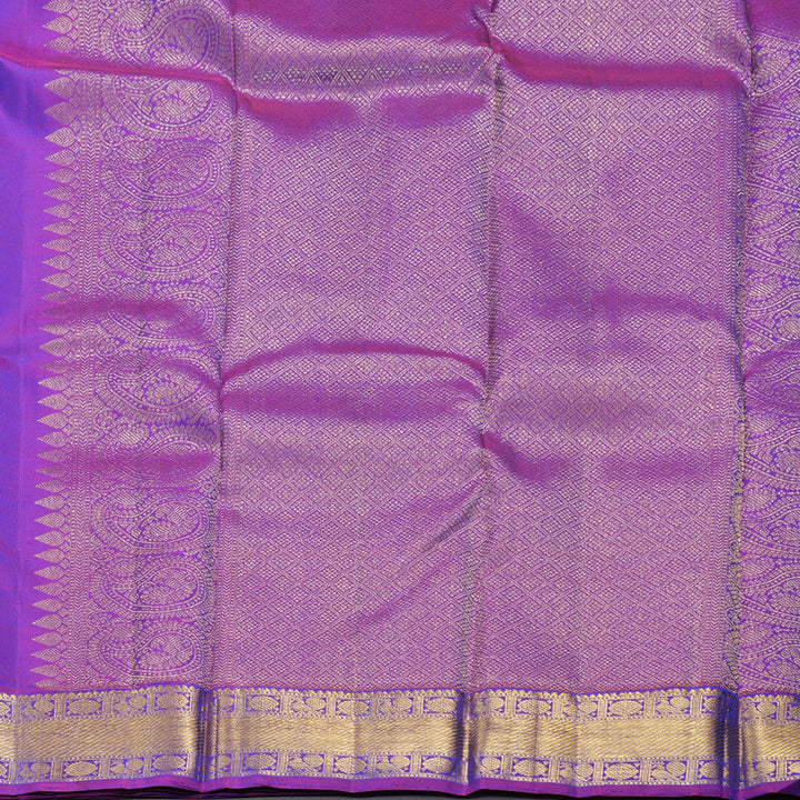 Hayagrivas Peacock Blue Handloom Kanjivaram Silk Saree with Purple Border BBD1492L8-1