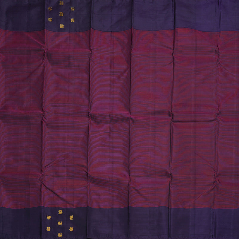 Hayagrivas Wine Purple Handloom Kanjivaram Silk Saree with Plum Purple Border BBD1493L1-1