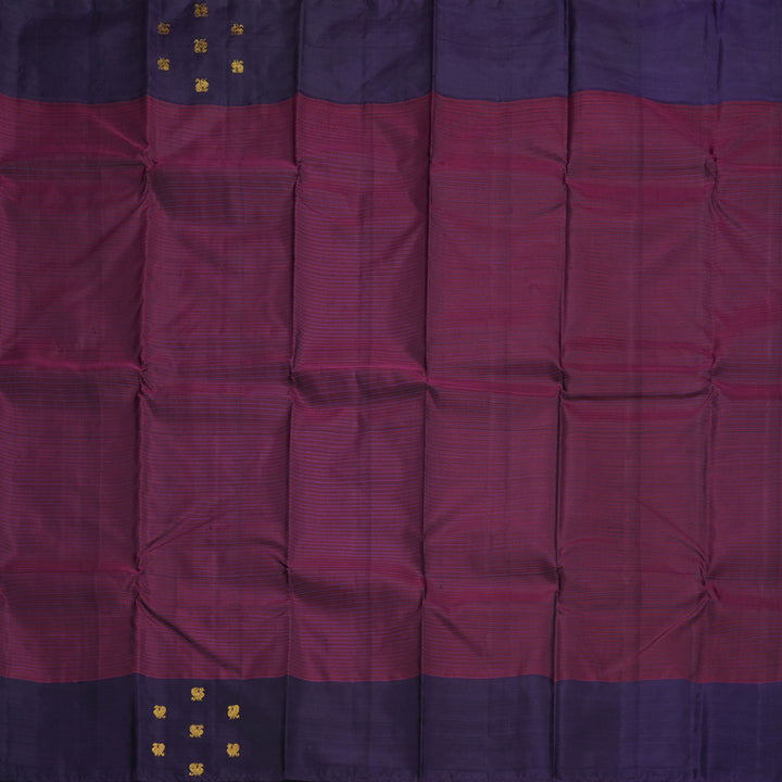 Hayagrivas Wine Purple Handloom Kanjivaram Silk Saree with Plum Purple Border BBD1493L1-1