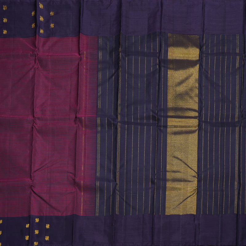 Hayagrivas Wine Purple Handloom Kanjivaram Silk Saree with Plum Purple Border BBD1493L1-1