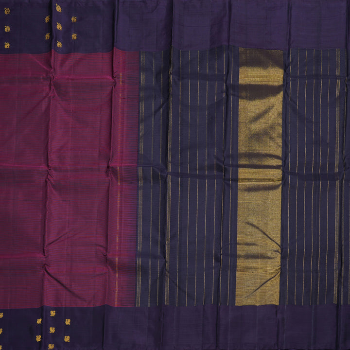 Hayagrivas Wine Purple Handloom Kanjivaram Silk Saree with Plum Purple Border BBD1493L1-1