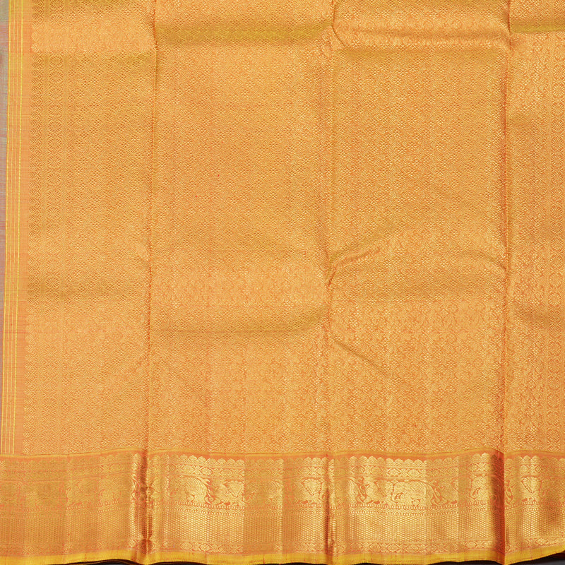 Hayagrivas Sea Blue Handloom Kanjivaram Silk Saree with Honey Mustard Border BBD1496L2-1