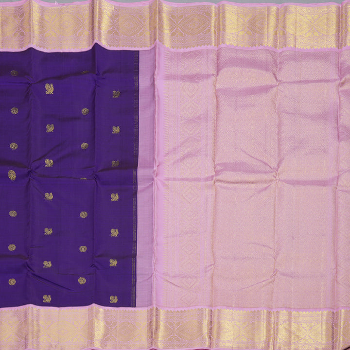 Hayagrivas Purple Handloom Kanjivaram Silk Saree with Baby Pink Border BBD1497L1-1