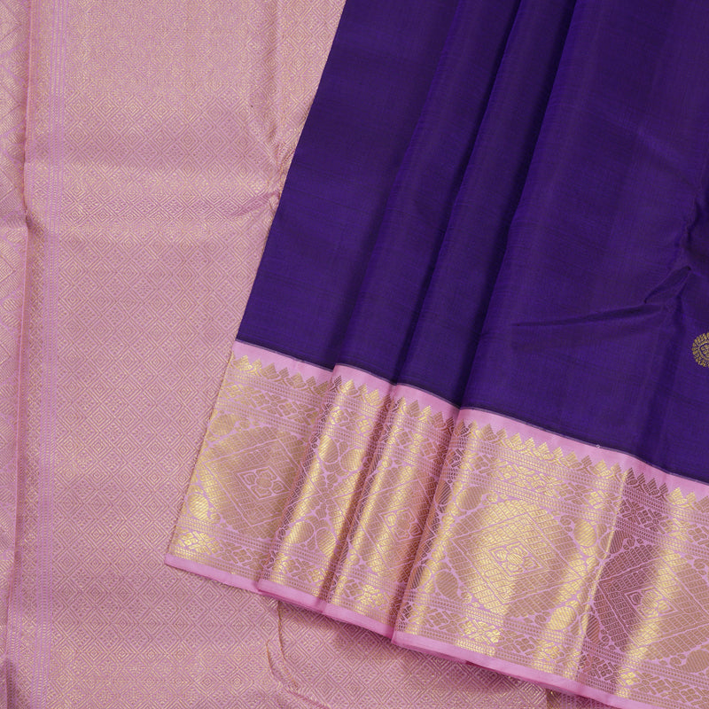 Hayagrivas Purple Handloom Kanjivaram Silk Saree with Baby Pink Border BBD1497L1-1