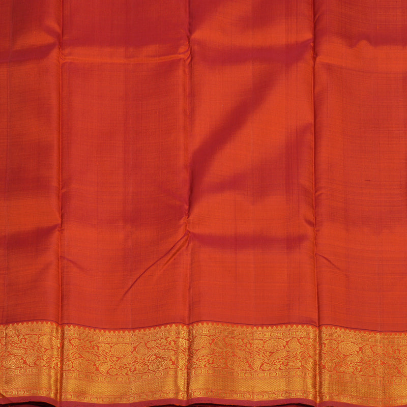 Hayagrivas Handloom Dark Indigo Blue Kanjivaram Silk Saree with Orange Border BBD1497L3-1
