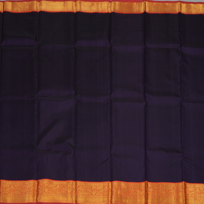 Hayagrivas Handloom Dark Indigo Blue Kanjivaram Silk Saree with Orange Border BBD1497L3-1