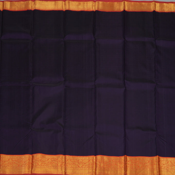 Hayagrivas Handloom Dark Indigo Blue Kanjivaram Silk Saree with Orange Border BBD1497L3-1