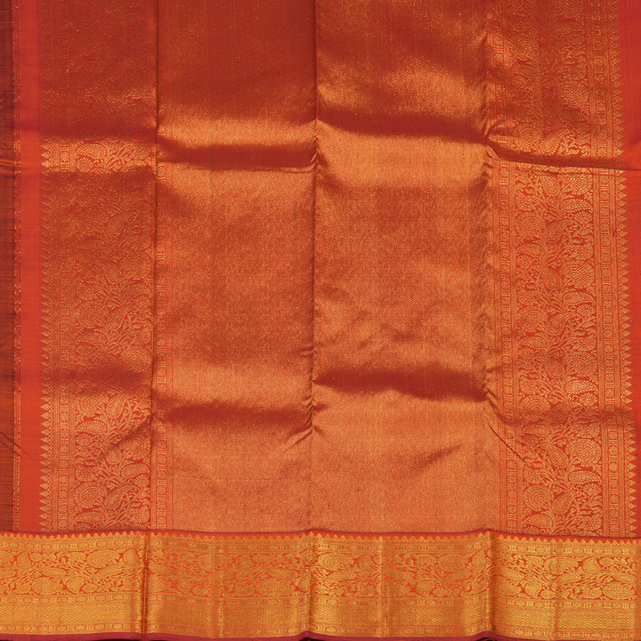 Hayagrivas Handloom Dark Indigo Blue Kanjivaram Silk Saree with Orange Border BBD1497L3-1