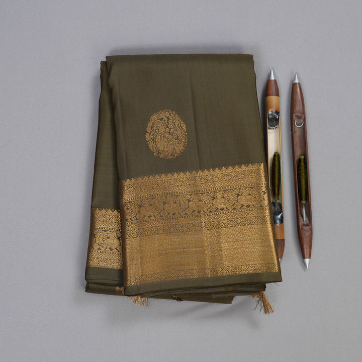 Hayagrivas Dark Chocolate Brown Handloom Kanjivaram Silk Saree BBD1499L1-4