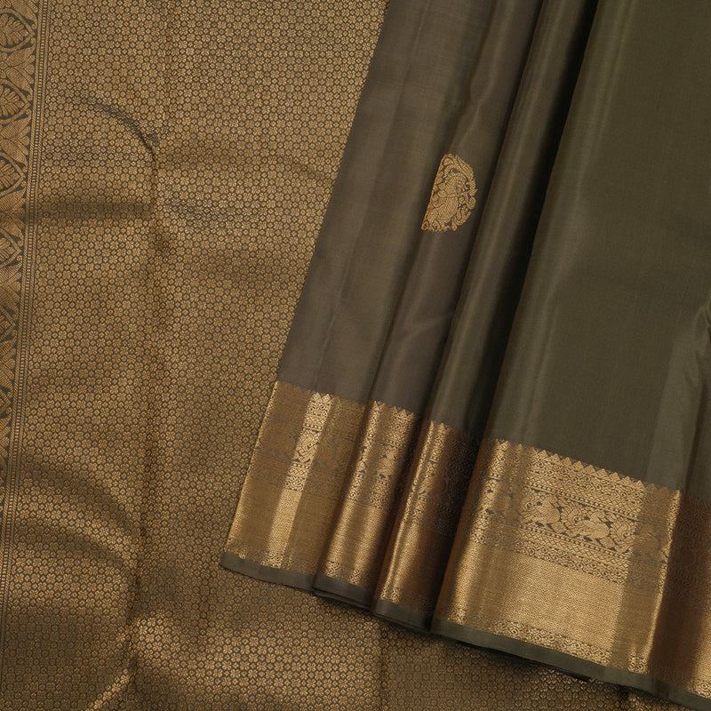 Hayagrivas Dark Chocolate Brown Handloom Kanjivaram Silk Saree BBD1499L1-4