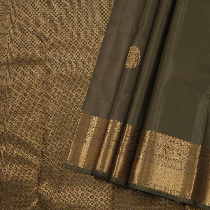 Hayagrivas Dark Chocolate Brown Handloom Kanjivaram Silk Saree BBD1499L1-4