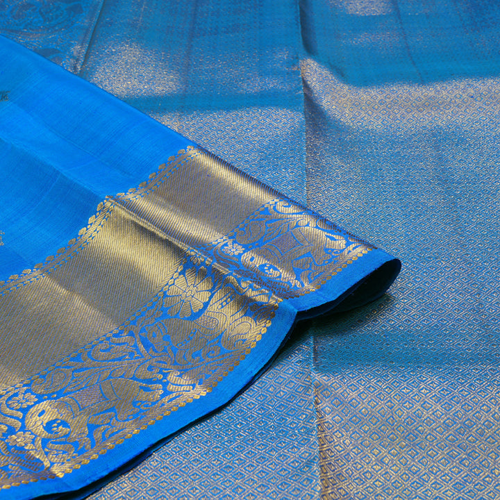 Hayagrivas Blue Handloom Kanjivaram Silk Saree-BBD1499L15-2